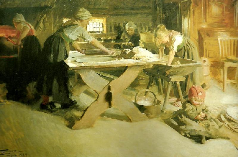Anders Zorn brodbaket oil painting image